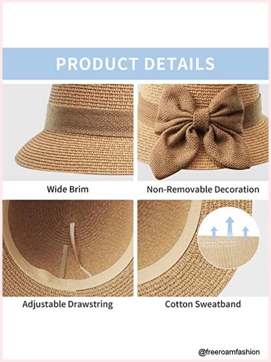 Women\'s Raffia Straw Cloche Hat Foldable Sun Hat for Beach